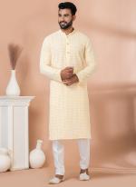 Georgette Yellow Festival Wear Weaving Kurta Pajama